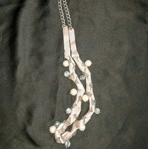 NEW Blush Ribbon & Pearl Necklace